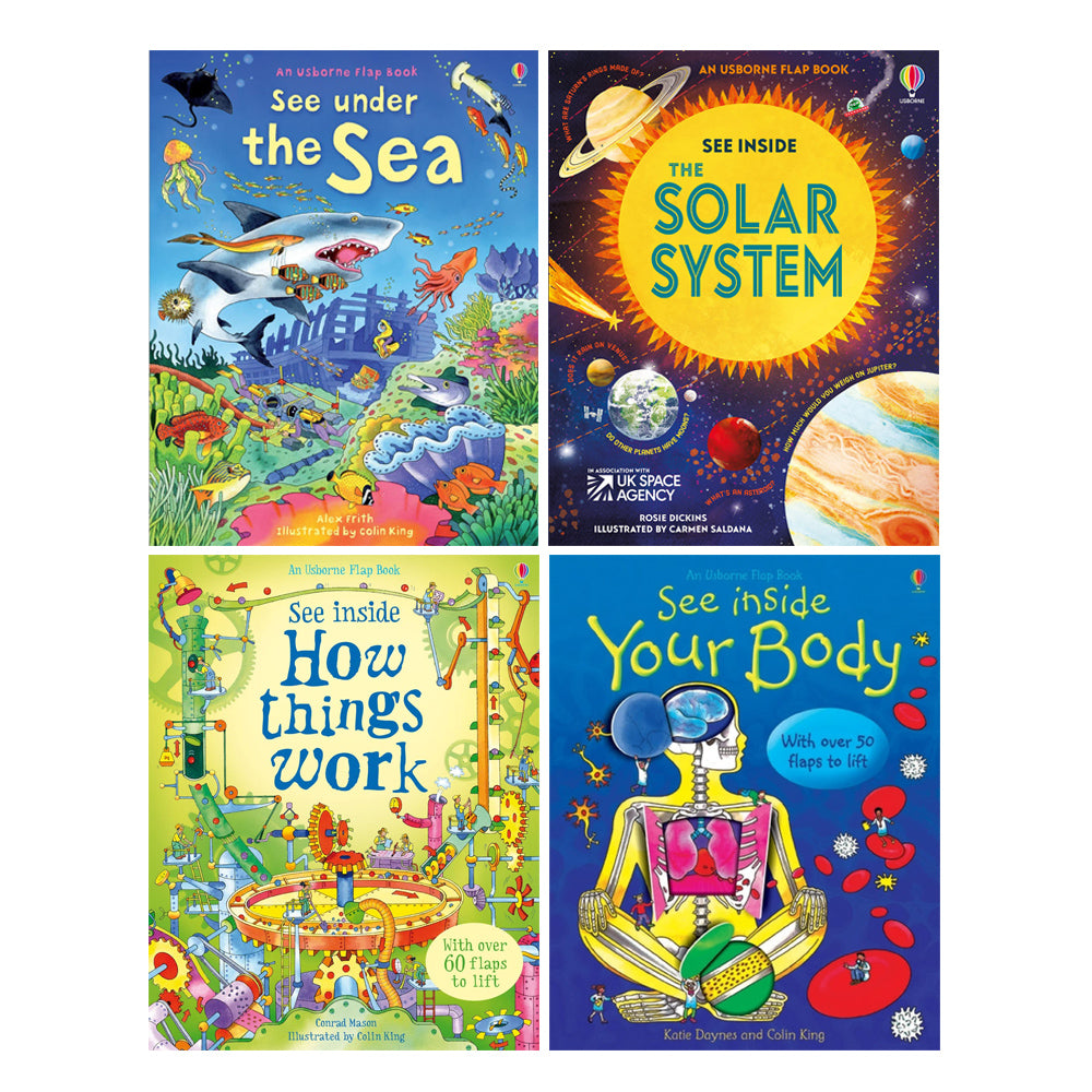 An Usborne Flap Book Sea Inside Series 4 Books Set Collection ( Sea, Solar  System, Your Body, How things work)