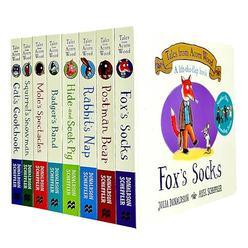 Julia Donaldson Tales From Acorn Wood Series Collection 9 Books Set (Fox's Socks, Hide-and-seek Pig, Postman Bear,Rabbit's Nap,Cat's Cookbook, Squirrel's Snowman, Mole's Spectacles and Badger's Band)