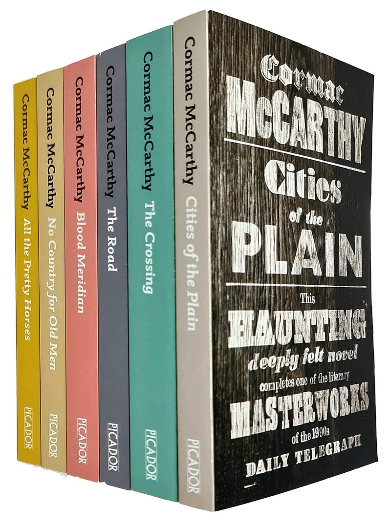 Cormac McCarthy Collection 6 Books Set (Cities of the Plain, The Crossing, The Road, Blood Meridian, No Country for Old Men, All the Pretty Horses)