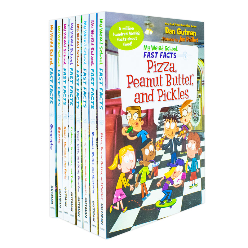 My Weird School Fast Facts By Dan Gutman: 8 Books Collection Box Set (Geography, Sports, Space Humans and Farts, Explorers Presidents and Toilets, Dogs Cats and Dung Beetles, Dinosaurs Dodos and Woolly Mammoths and More)