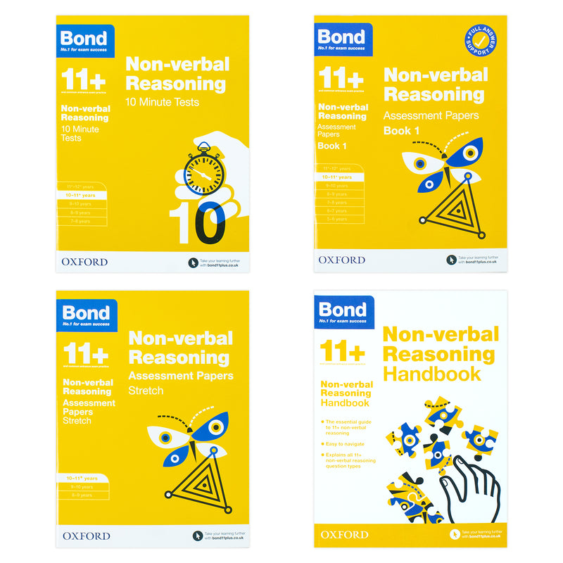 Bond 11+ Non- Verbal  Reasoning Skills Pack Collection 4 Book Set For Ages 10-11 Years