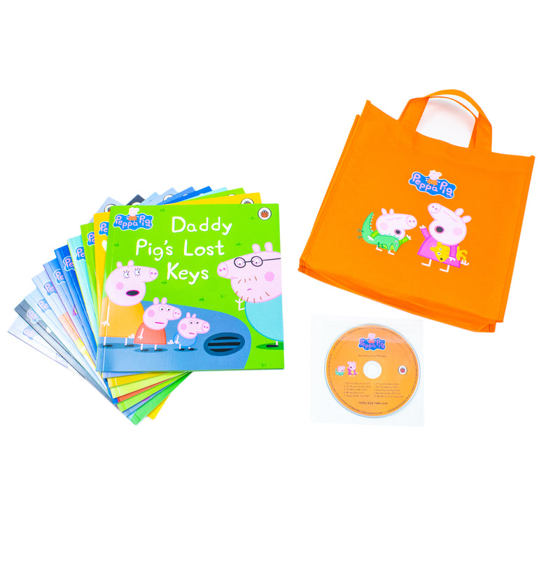 The Peppa Pig Collection 10-Book Set In A Orange Gift Bag with Audio CD Perfect for Ages 0-5 - Enjoy the Adventures of Peppa in Paperback Format