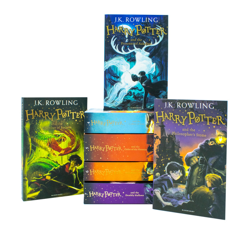 Harry Potter 7 Books Box Set Collection by J K Rowling - Paperback Fantasy Series Age 12+ Hogwarts wizard adventures Purple Box Fiction