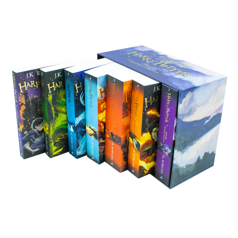 Harry Potter 7 Books Box Set Collection by J K Rowling - Paperback Fantasy Series Age 12+ Hogwarts wizard adventures Purple Box Fiction