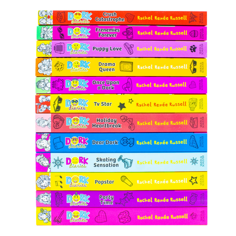 Dork Diaries Series 12 Books Collection Set by Rachel Renee Russell (Books 1-12) (Dork Diaries, Party Time, Pop Star, Skating Sensation,Dear Dork,Holiday Heartbreak,Tv Star, Once Upon A Dork & More)