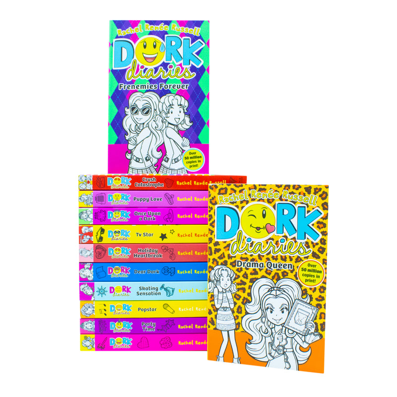 Dork Diaries Series 12 Books Collection Set by Rachel Renee Russell (Books 1-12) (Dork Diaries, Party Time, Pop Star, Skating Sensation,Dear Dork,Holiday Heartbreak,Tv Star, Once Upon A Dork & More)