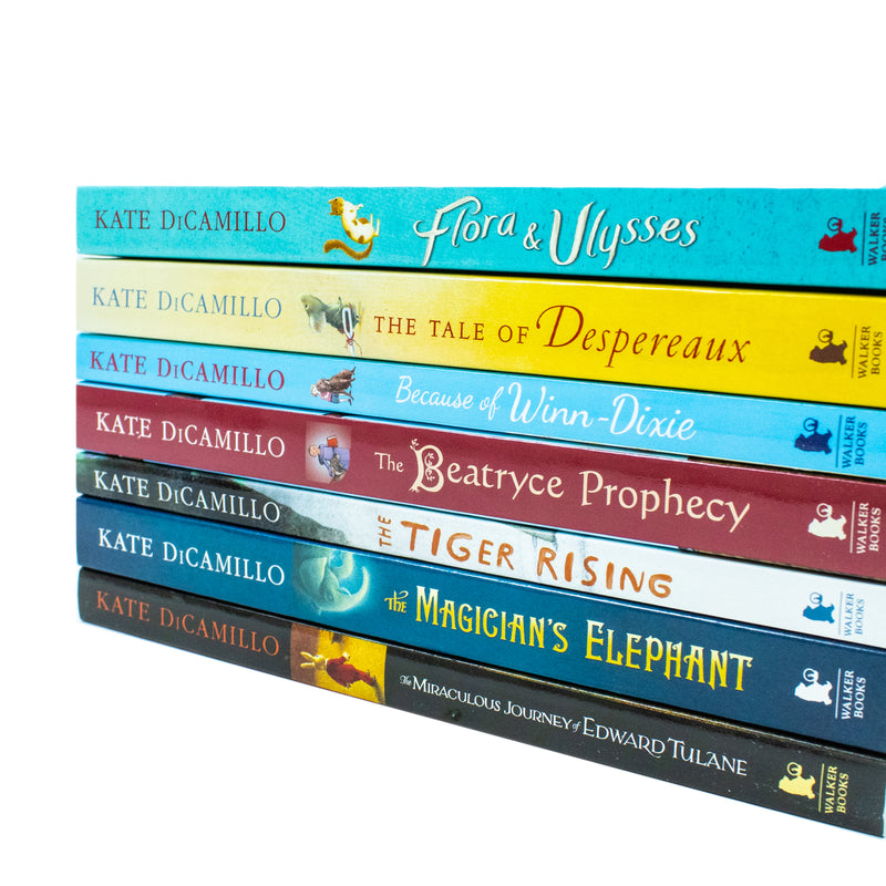 Kate Dicamillo Collection 7 Books Box Set (The Miraculous Journey of Edward Tulane, Magician's Elephant, Tiger Rising, Beatryce Prophecy, Because of Winn-Dixie, Tale of Despereaux & Flora & Ulysses)