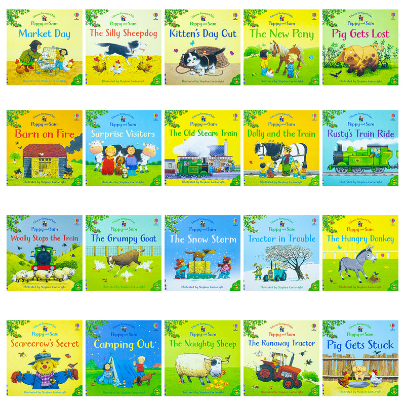 Usborne Farmyard Tales Poppy and Sam Book Collection – 20 Book Box Set by Heather Amery, Fun Farmyard Stories for Kids & Early Readers