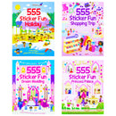 Sticker Dress Up 4 Activity Book Collection Set with Over 555 Fun Stickers Each, Explore Fashion Shopping, Holiday, Princess Palace & Wedding Themes