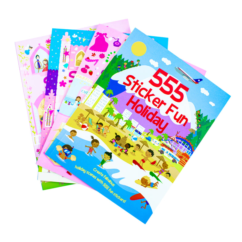 Sticker Dress Up 4 Activity Book Collection Set with Over 555 Fun Stickers Each, Explore Fashion Shopping, Holiday, Princess Palace & Wedding Themes