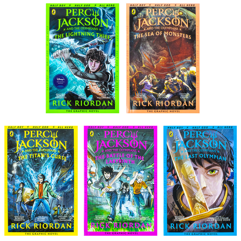 Percy Jackson Graphic Novels 5 Books Collection Set by Rick Riordon, The Lightning Thief...