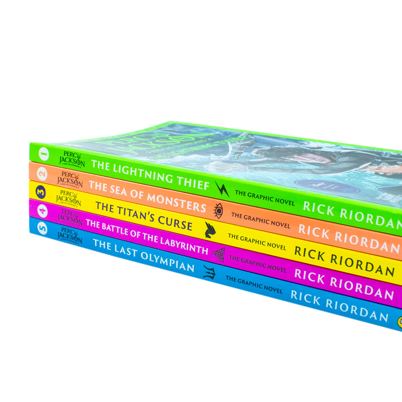 Percy Jackson Graphic Novels 5 Books Collection Set by Rick Riordon, The Lightning Thief...