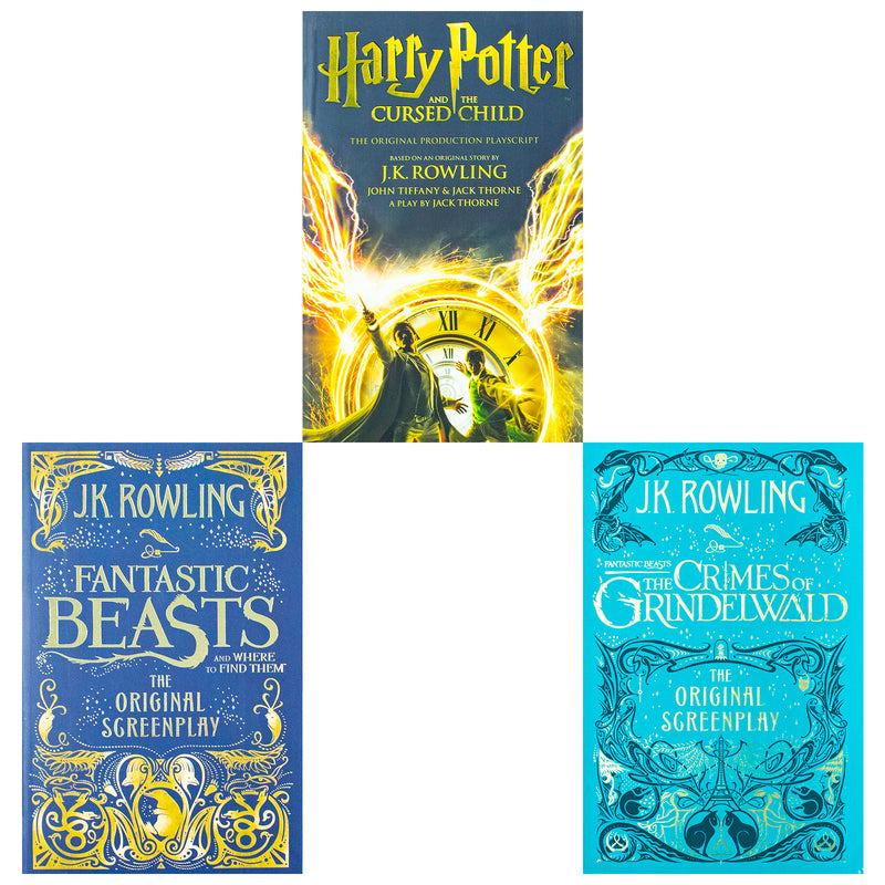 J.K. Rowling Collection 3 Books Screenplay Set (Fantastic Beasts and Where to Find Them, The Crimes of Grindelwald, Harry Potter and the Cursed Child - Parts One and Two)