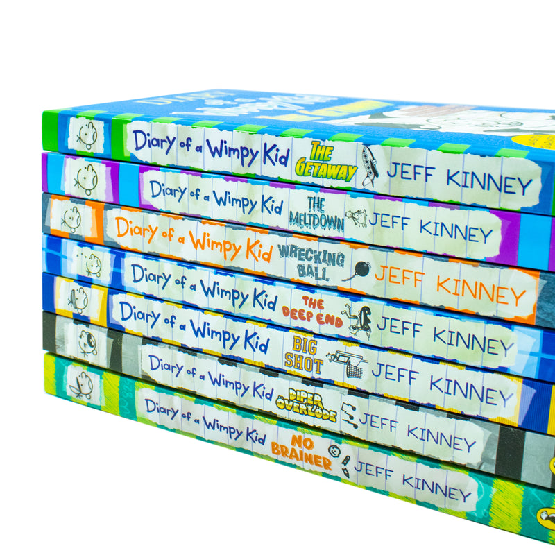 Diary of a Wimpy Kid Series 12-18 Collection 7 Books Set By Jeff Kinney (The Getaway, The Meltdown, Wrecking Ball, The Deep End, Big Shot, Diper Overlode and No Brainer)