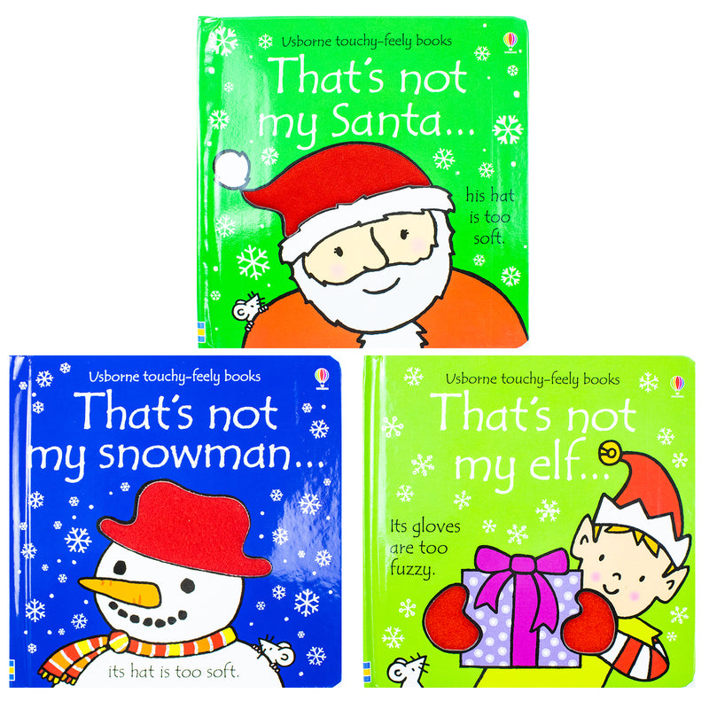 Thats Not My Christmas Collection 3 Books Set Touchy-Feely Santa, Elf, Snowman